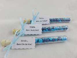 Gastgeschenke im Reagenzglas Gastgeschenk Tischkarte Tischkärtchen Liroca Hochwertig fertig günstig personalisiert mal anders türkis farben werbegeschenk firmung hochzeit taufe einschulung  (1)