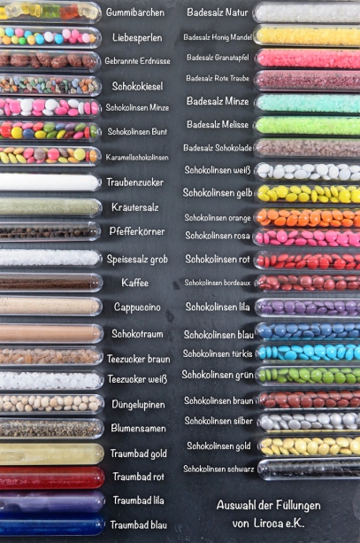 Auswahl Füllungen Reagenzglas Gastgeschenke